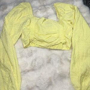 Yellow Women's Ruched Crop Top